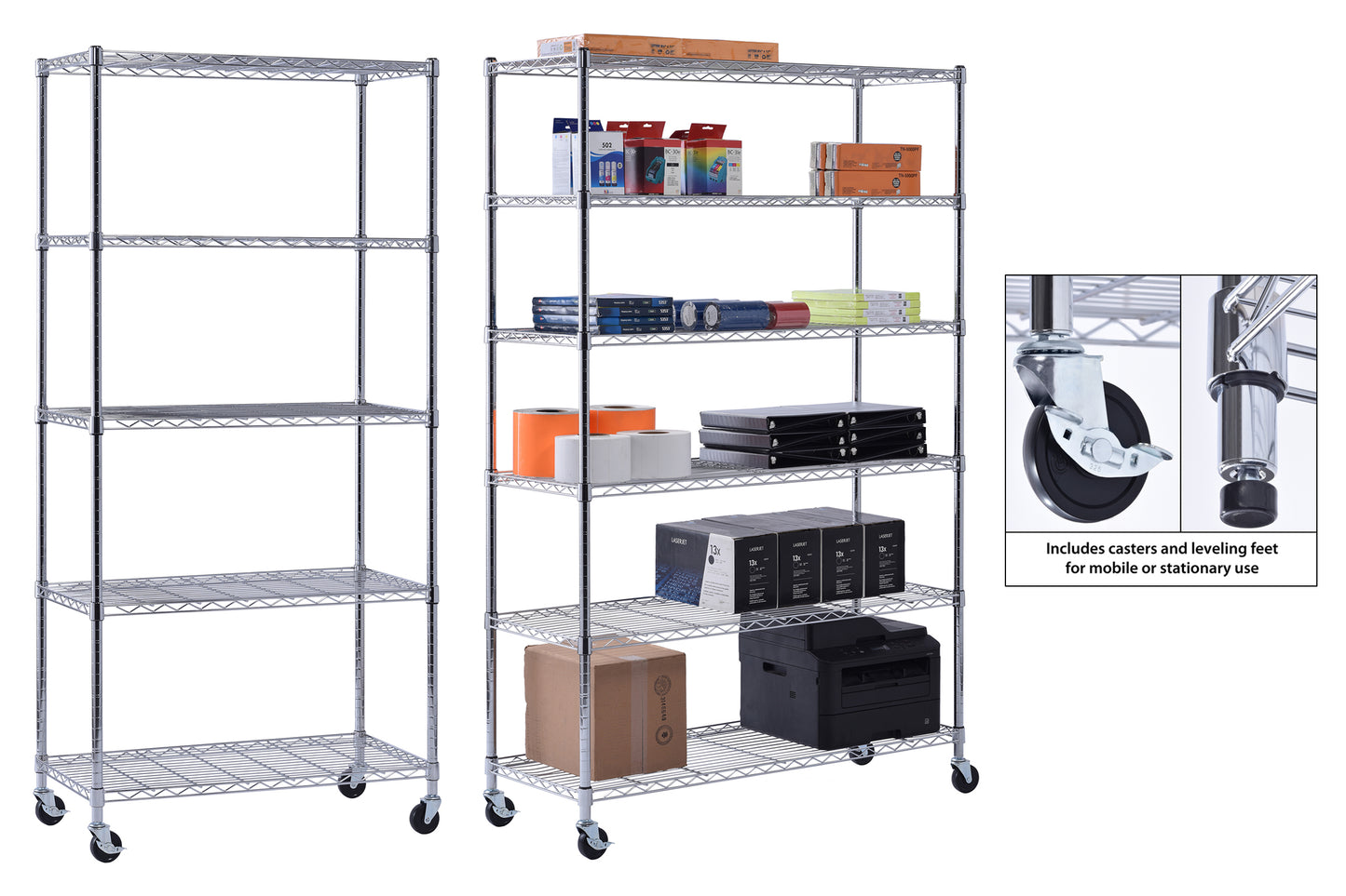 MuscleRack™ Mobile Chrome Wire Shelving