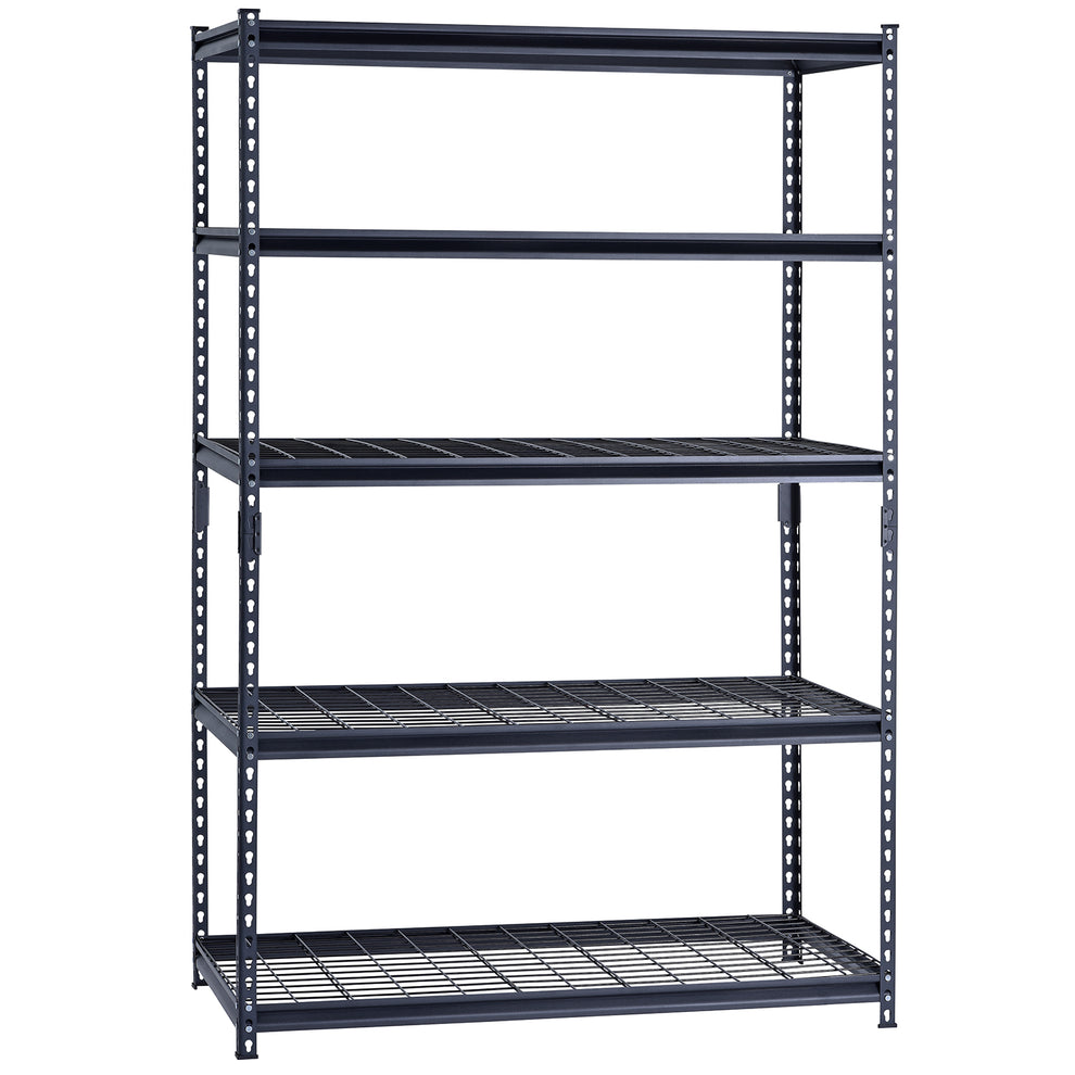 Steel Botless Rack MuscleRack™ Heavy-Duty Z-BEAM™ Steel Boltless Shelving with Wire Decki ...